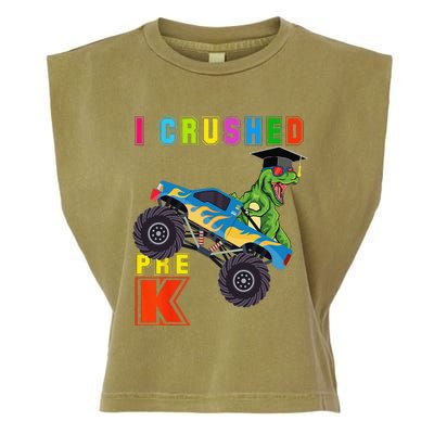 I Crushed PreK TRex Monster Truck Graduation Cap Garment-Dyed Women's Muscle Tee