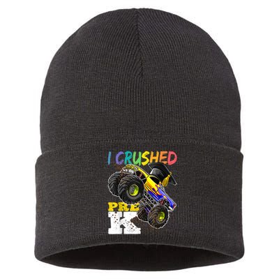 I Crushed Pre K Monster Truck Graduation Cap Tee Gift Boy Sustainable Knit Beanie