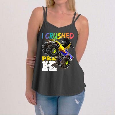 I Crushed Pre K Monster Truck Graduation Cap Tee Gift Boy Women's Strappy Tank