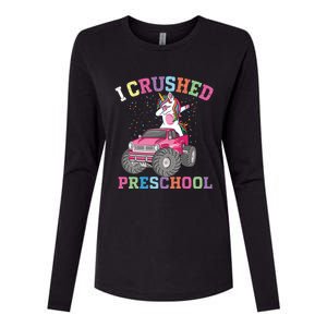 I Crushed Preschool Dabbing Unicorn Truck Graduation Gift Womens Cotton Relaxed Long Sleeve T-Shirt