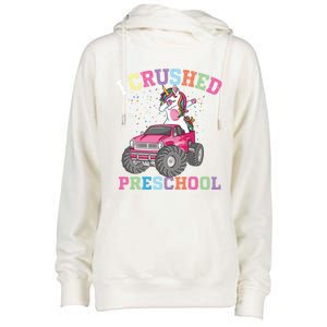 I Crushed Preschool Dabbing Unicorn Truck Graduation Gift Womens Funnel Neck Pullover Hood