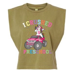 I Crushed Preschool Dabbing Unicorn Truck Graduation Gift Garment-Dyed Women's Muscle Tee