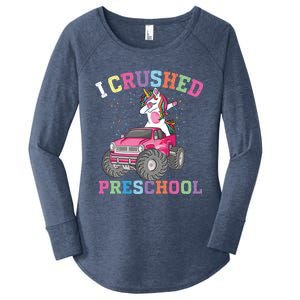 I Crushed Preschool Dabbing Unicorn Truck Graduation Gift Women's Perfect Tri Tunic Long Sleeve Shirt