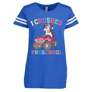 I Crushed Preschool Dabbing Unicorn Truck Graduation Gift Enza Ladies Jersey Football T-Shirt