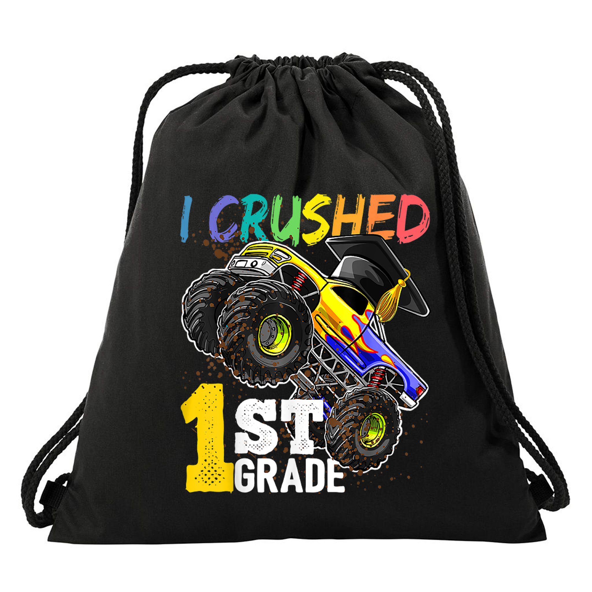 I Crushed Preschool Monster Truck Graduation Cap Gift Drawstring Bag