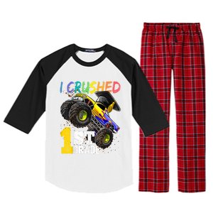 I Crushed Preschool Monster Truck Graduation Cap Gift Raglan Sleeve Pajama Set