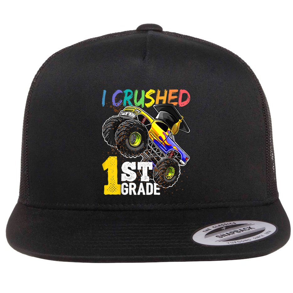 I Crushed Preschool Monster Truck Graduation Cap Gift Flat Bill Trucker Hat