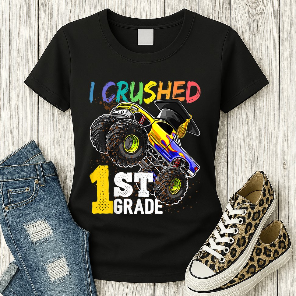 I Crushed Preschool Monster Truck Graduation Cap Gift Womens T-Shirt