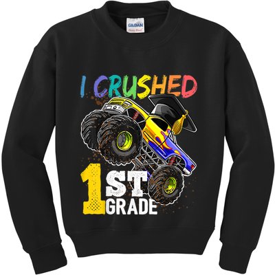 I Crushed Preschool Monster Truck Graduation Cap Gift Kids Sweatshirt