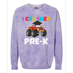 I Crushed PreK Monstertruck Graduate Preschool Graduation Colorblast Crewneck Sweatshirt