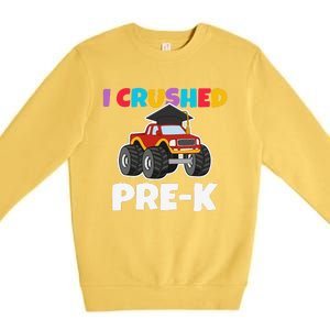 I Crushed PreK Monstertruck Graduate Preschool Graduation Premium Crewneck Sweatshirt