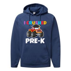 I Crushed PreK Monstertruck Graduate Preschool Graduation Performance Fleece Hoodie