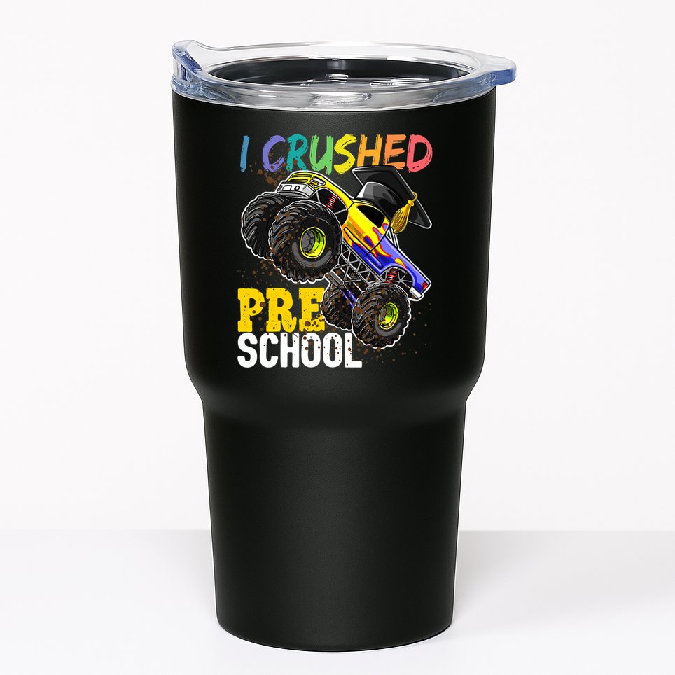 I Crushed Preschool Monster Truck Graduation Cap Gift Boys Tumbler