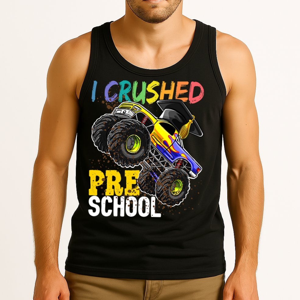 I Crushed Preschool Monster Truck Graduation Cap Gift Boys Tank Top