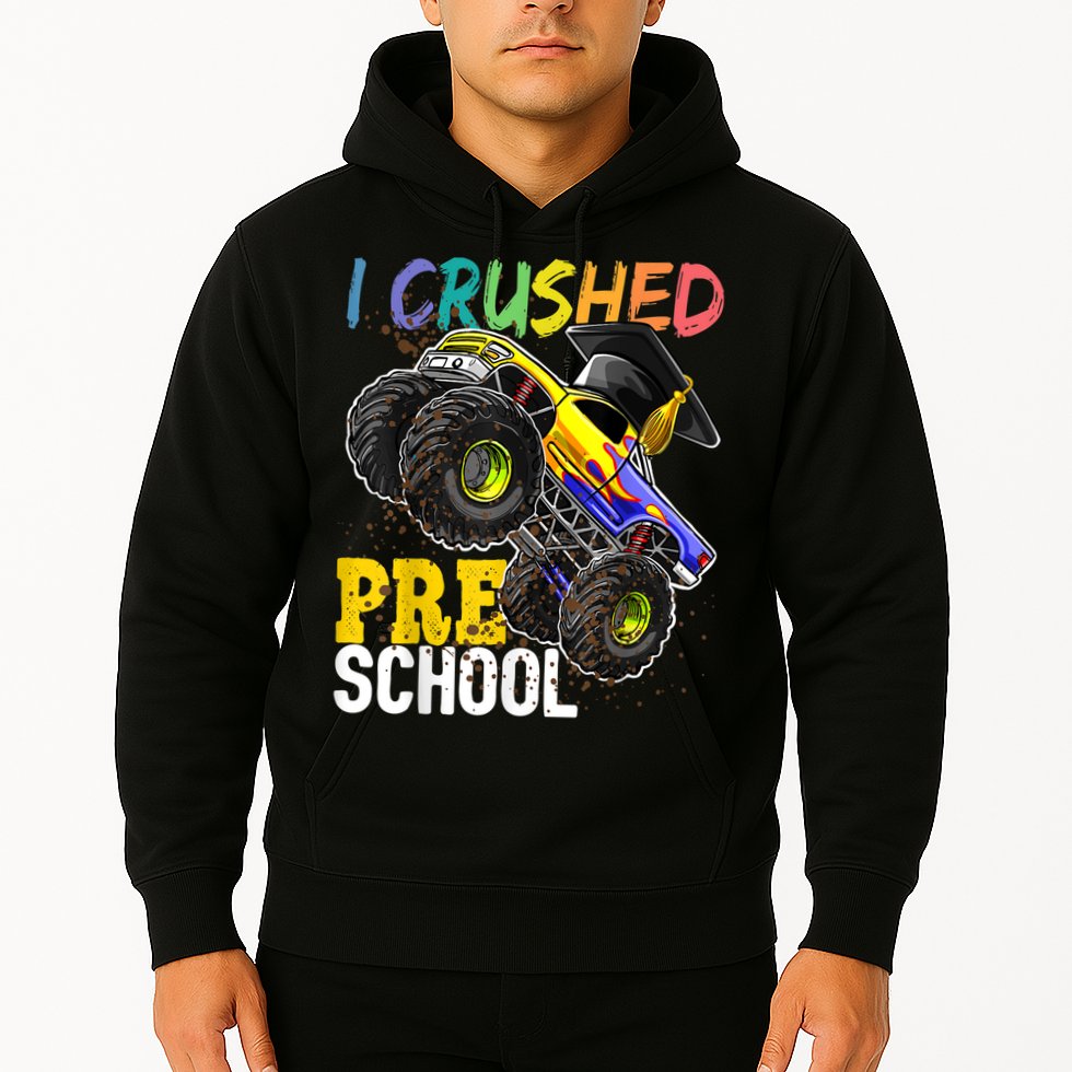 I Crushed Preschool Monster Truck Graduation Cap Gift Boys Hoodie