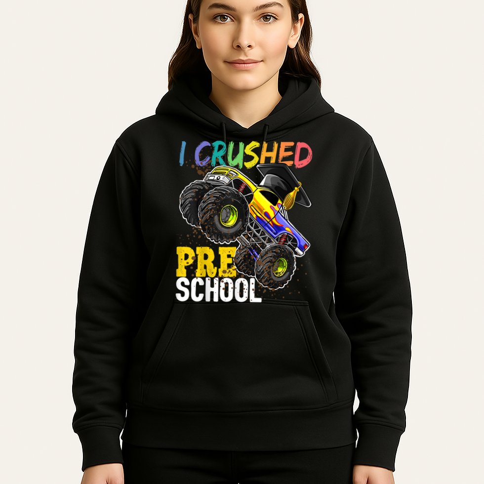 I Crushed Preschool Monster Truck Graduation Cap Gift Boys Hoodie