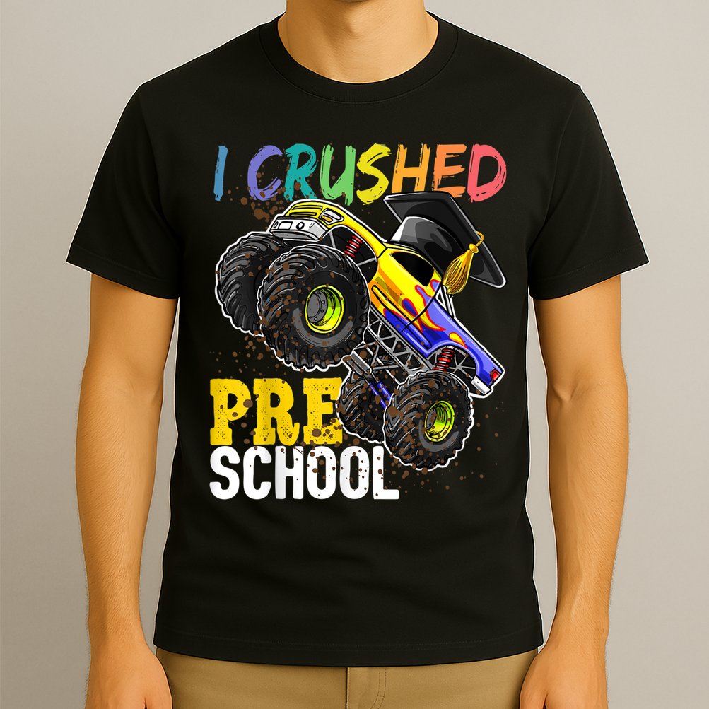 I Crushed Preschool Monster Truck Graduation Cap Gift Boys T-Shirt