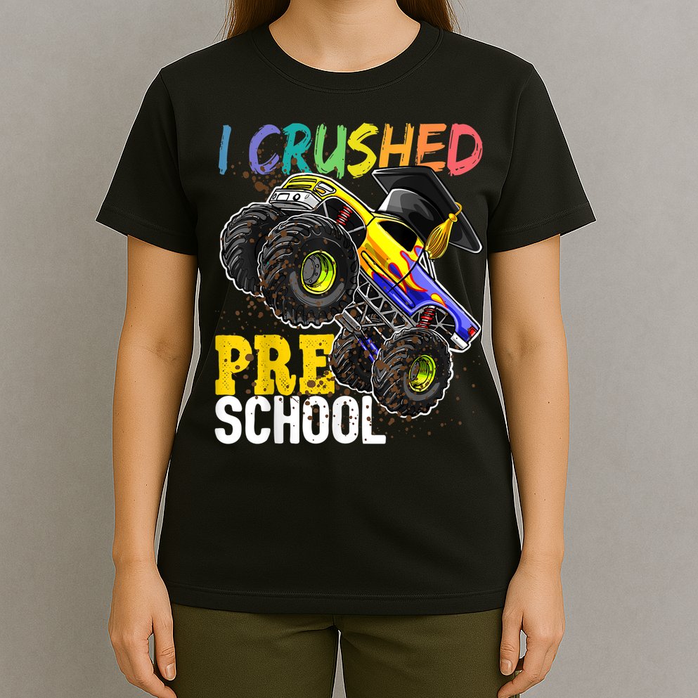 I Crushed Preschool Monster Truck Graduation Cap Gift Boys T-Shirt