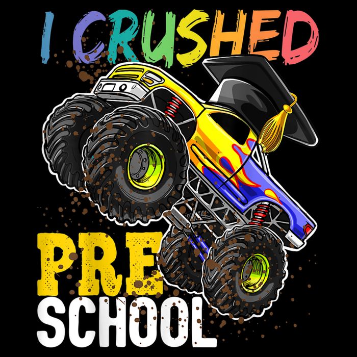 I Crushed Preschool Monster Truck Graduation Cap Gift Boys Button