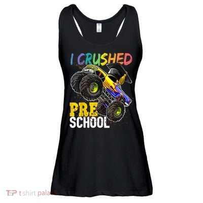 I Crushed Preschool Monster Truck Graduation Cap Gift Boys Ladies Essential Flowy Tank