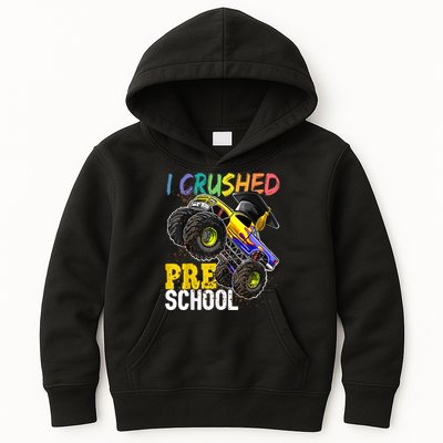 I Crushed Preschool Monster Truck Graduation Cap Gift Boys Kids Hoodie