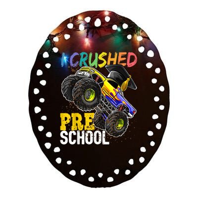 I Crushed Preschool Monster Truck Graduation Cap Gift Boys Ceramic Oval Ornament