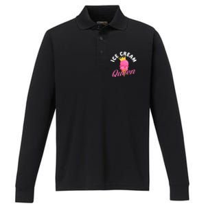 Ice Cream Queen Ice Cream Lover Gelato Sweet Tooth Performance Long Sleeve Polo