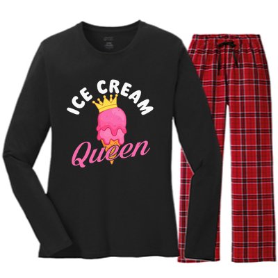 Ice Cream Queen Ice Cream Lover Gelato Sweet Tooth Women's Long Sleeve Flannel Pajama Set 