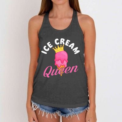 Ice Cream Queen Ice Cream Lover Gelato Sweet Tooth Women's Knotted Racerback Tank