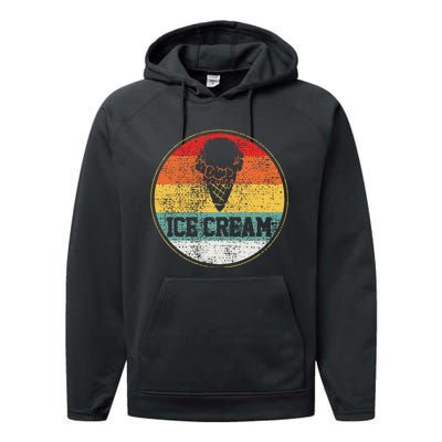 Ice Cream Retro Vintage Summer Treats Cool Performance Fleece Hoodie