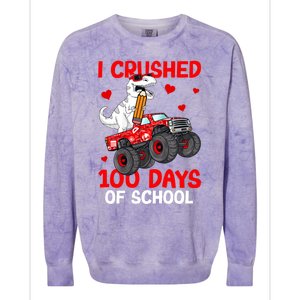 I Crushed Retro 100 Days Of School Dinosaur T Rex Smarter Great Gift Colorblast Crewneck Sweatshirt