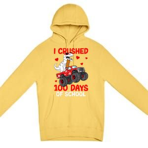 I Crushed Retro 100 Days Of School Dinosaur T Rex Smarter Great Gift Premium Pullover Hoodie