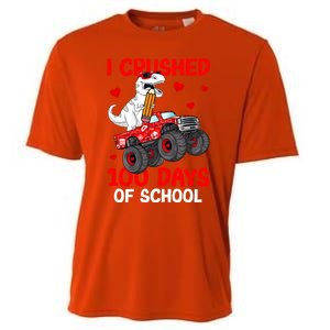 I Crushed Retro 100 Days Of School Dinosaur T Rex Smarter Great Gift Cooling Performance Crew T-Shirt