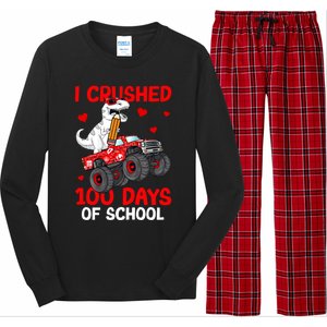 I Crushed Retro 100 Days Of School Dinosaur T Rex Smarter Great Gift Long Sleeve Pajama Set