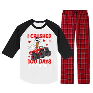 I Crushed Retro 100 Days Of School Dinosaur T Rex Smarter Great Gift Raglan Sleeve Pajama Set