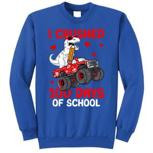 I Crushed Retro 100 Days Of School Dinosaur T Rex Smarter Great Gift Sweatshirt