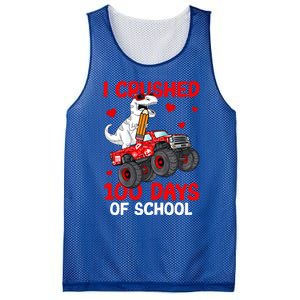 I Crushed Retro 100 Days Of School Dinosaur T Rex Smarter Great Gift Mesh Reversible Basketball Jersey Tank