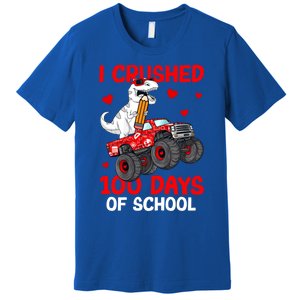 I Crushed Retro 100 Days Of School Dinosaur T Rex Smarter Great Gift Premium T-Shirt