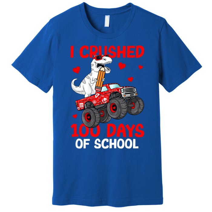 I Crushed Retro 100 Days Of School Dinosaur T Rex Smarter Great Gift Premium T-Shirt