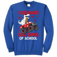 I Crushed Retro 100 Days Of School Dinosaur T Rex Smarter Great Gift Tall Sweatshirt