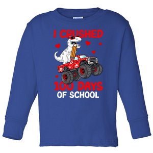 I Crushed Retro 100 Days Of School Dinosaur T Rex Smarter Great Gift Toddler Long Sleeve Shirt