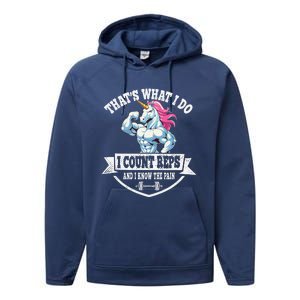 I Count Reps Funny Unicorn Workout Training Performance Fleece Hoodie