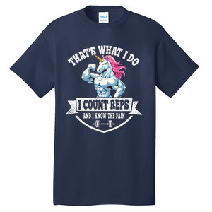 I Count Reps Funny Unicorn Workout Training Tall T-Shirt