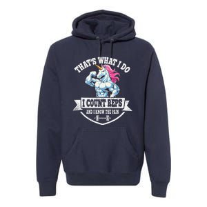 I Count Reps Funny Unicorn Workout Training Premium Hoodie