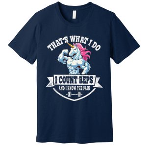 I Count Reps Funny Unicorn Workout Training Premium T-Shirt