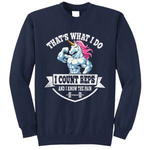 I Count Reps Funny Unicorn Workout Training Tall Sweatshirt