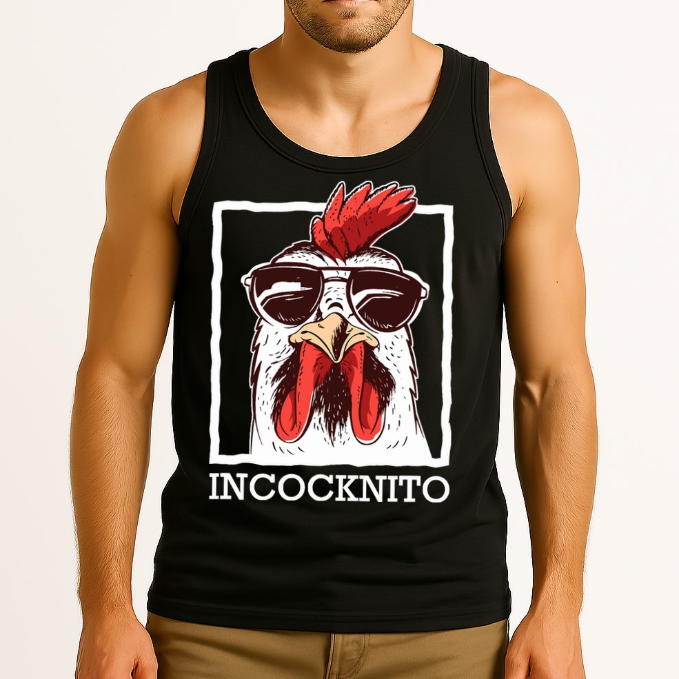 Incocknito Cock Rooster Wearing Sunglasses Chicken Lover Tank Top