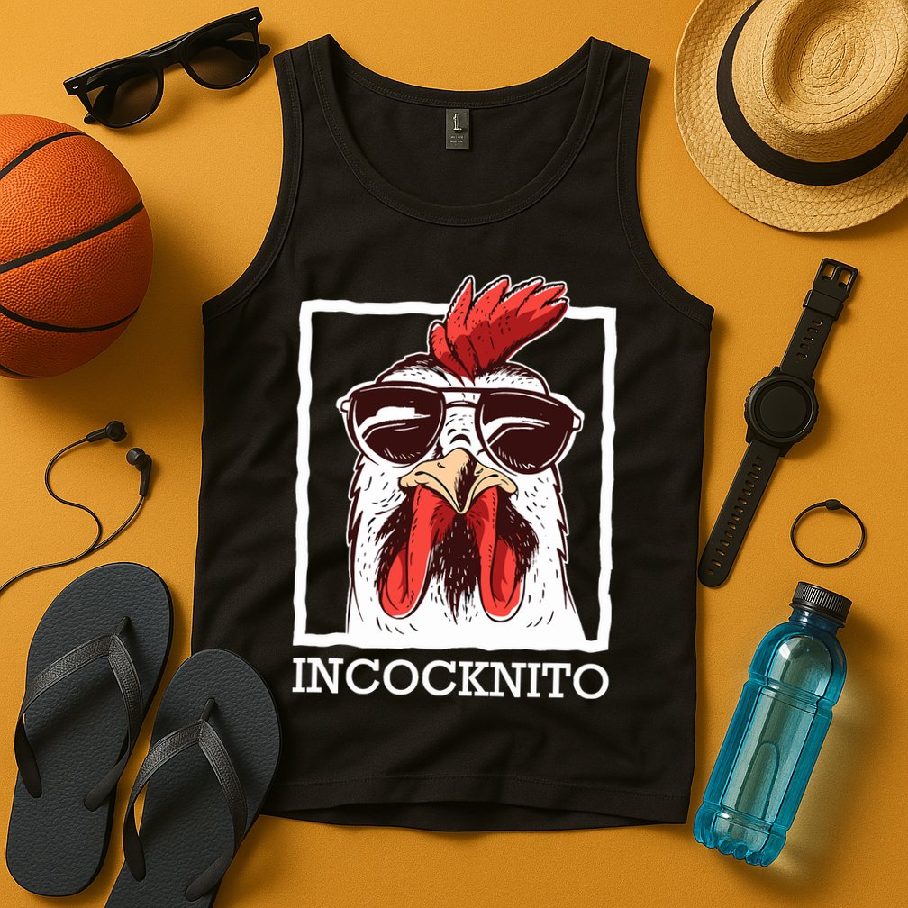 Incocknito Cock Rooster Wearing Sunglasses Chicken Lover Tank Top