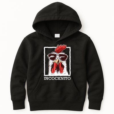 Incocknito Cock Rooster Wearing Sunglasses Chicken Lover Kids Hoodie
