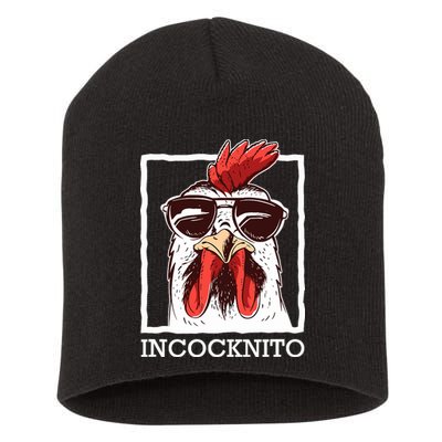 Incocknito Cock Rooster Wearing Sunglasses Chicken Lover Short Acrylic Beanie